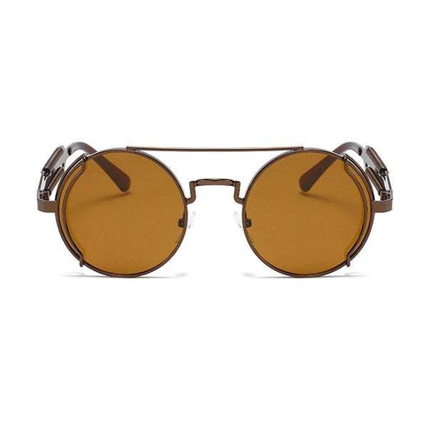 Nero Vapor mocha brown steampunk sunglasses — alternate angle view