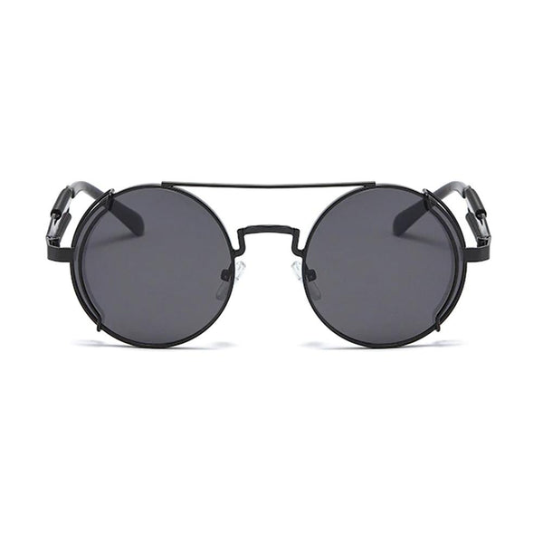Nero Vapor jet black steampunk sunglasses — alternate angle view