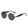 Nero Vapor round retro steampunk sunglasses in jet black with Victorian-inspired side shields