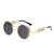 Nero Vapor round retro steampunk sunglasses with gold frame and midnight black lenses, Victorian-inspired side shields