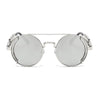 Nero Vapor silver and mirrored-lens steampunk sunglasses — alternate angle view
