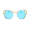 Nero Vapor gold and ice-blue lens steampunk sunglasses — alternate angle view