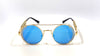 Nero Vapor Vintage Retro Steampunk Round Eyewear Gold Sunglasses
