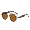 Nero Vapor Retro Mocha Steampunk Sunglasses with round mocha lenses and unique metal frame design