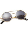 Nero Vapor gold and midnight-black steampunk sunglasses — frame construction detail