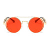 Nero Vapor gold and fire-red steampunk sunglasses — alternate angle view