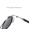 Close-up of vintage retro steampunk round eyewear gold sunglasses full metal construction